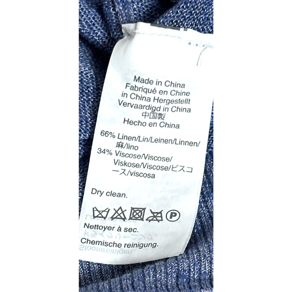 J Crew Women's Blue Deep V Neck Linen Button Hem Long Sleeve Sweater Large - Picture 9 of 9